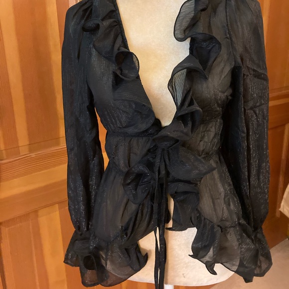 Nwt, Lavishly Paris Women’s Designer Ruffle Trim Top - Picture 5 of 16